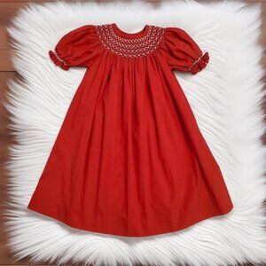 Mom & Me Bishop Smocked Red Dress Size 24m